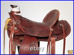 HILASON Western Horse Wade Saddle Leather Ranch Roping Mahogany Hand Tooled &