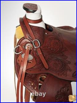 HILASON Western Horse Wade Saddle Leather Ranch Roping Mahogany Hand Tooled &