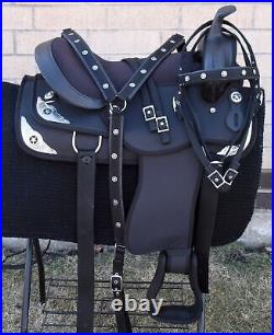 HORSE SADDLE WESTERN USED TRAIL BARREL SYNTHETIC TACK 14 15 16 17 18 in