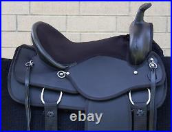 HORSE SADDLE WESTERN USED TRAIL RIDING BARREL BLACK TACK SET 15in 16in 17in