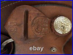 H&H brown leather western roping saddle 16