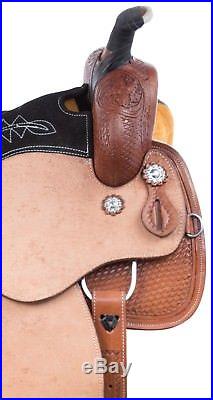 Hand Carved Ranch Roping Roper Trail Western Leather Horse Saddle Tack 15 16 17