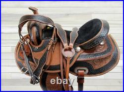Hand Made Western Horse Saddle Barrel Racing Pleasure Tooled Tack 15 16 17 18