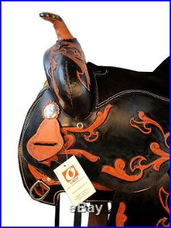 Hand Made Western Saddle 14 15 16 Black Leather Show Horse Racing Race Tack Set