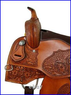 Hand Tooled Leather Western Horse Saddle 15 16 17 18 Barrel Racing Show Tack Set