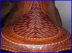 Hand made, hand carved Leather Western Roping Saddle 16 Beautiful seat FQHB