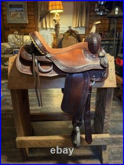 Hand-tooled Circle Y All Around Saddle 15 Seat