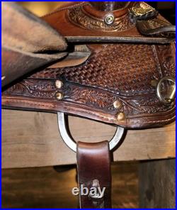 Hand-tooled Circle Y All Around Saddle 15 Seat
