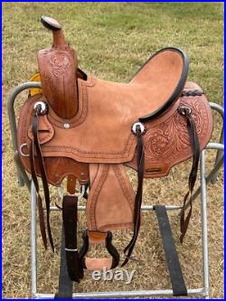 Handcrafted Leather Hard Seat Saddle Barrel Racing (10 to 13) without tack set