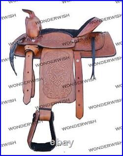 Handcrafted Multicolor Designer Carved Barrel Leather Saddle Size 10 18 Inch