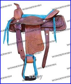 Handcrafted Multicolor Designer Carved Barrel Leather Saddle Size 10 18 Inch