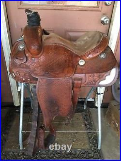 Handmade DEAN TURNER 15 Western Roping saddle Sterling silver Conchos & Plates