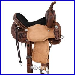 Handmade Western Leather Horse Saddle Barrel Racing Wooden Tree Trail Equestrian