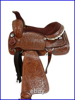 Handmade Western Saddle Roping Horse Pleasure Ranch Tooled Tack Set 15 16 17 18