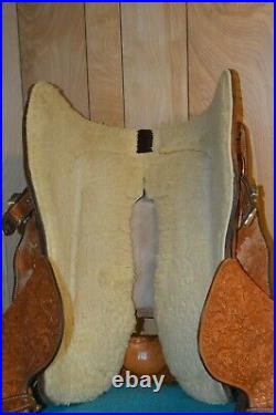 Handmade Western Silver Show Saddle 15.5 16 inch w Blue Ribbon Youth Fenders