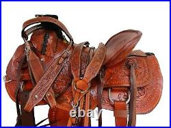 Hard Seat Western Saddle Roping Ranch Roper Pleasure Tooled Leather 18 17 16 15