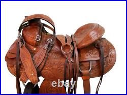 Hard Seat Western Saddle Roping Roper Ranch Tooled Leather Tack Set 15 16 17 18