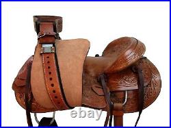 Hard Seat Western Saddle Roping Roper Ranch Tooled Leather Tack Set 15 16 17 18