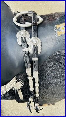 Harris Western Show Saddle Size 16 Black Leather Western Horse Tack