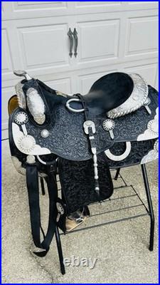 Harris Western Show Saddle Size 16 Black Leather Western Horse Tack