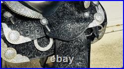 Harris Western Show Saddle Size 16 Black Leather Western Horse Tack