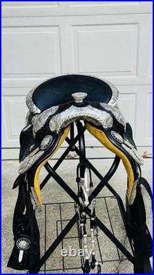Harris Western Show Saddle Size 16 Black Leather Western Horse Tack