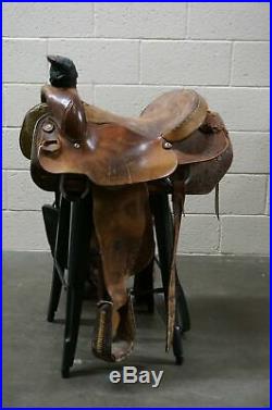 Hereford Brand Tex Tan of Yoakum, 16in Roping Saddle with Light Tooling
