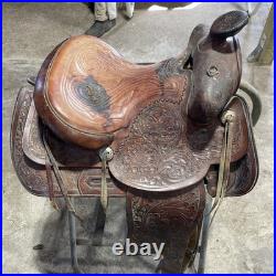 Hereford Brand Western Pleasure Saddle Brown Leather Floral Tooled See Pictures
