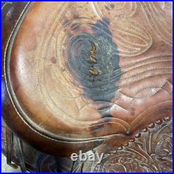 Hereford Brand Western Pleasure Saddle Brown Leather Floral Tooled See Pictures Hereford Brand Western Pleasure Saddle Brown Leather Floral Tooled See Pictures