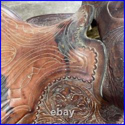 Hereford Brand Western Pleasure Saddle Brown Leather Floral Tooled See Pictures