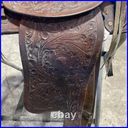 Hereford Brand Western Pleasure Saddle Brown Leather Floral Tooled See Pictures