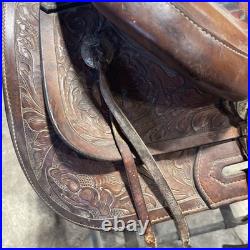 Hereford Brand Western Pleasure Saddle Brown Leather Floral Tooled See Pictures