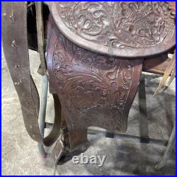 Hereford Brand Western Pleasure Saddle Brown Leather Floral Tooled See Pictures