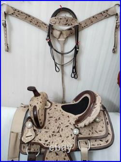 High Quality Western Leather Tooling Horse Saddle With Tack Set in All Sizes