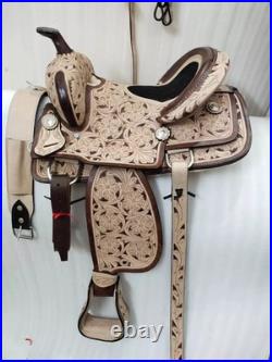 High Quality Western Leather Tooling Horse Saddle With Tack Set in All Sizes