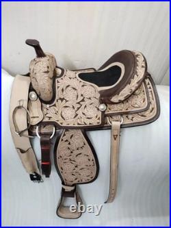 High Quality Western Leather Tooling Horse Saddle With Tack Set in All Sizes