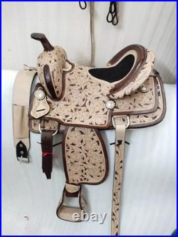 High Quality Western Leather Tooling Horse Saddle With Tack Set in All Sizes