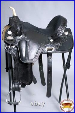 Hilason 15 In Flex Tree Western Horse Saddle American Leather Trail Barrel