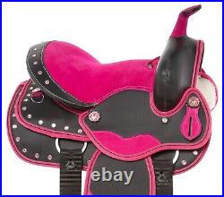 Horse Pony Saddle Western Trail Show Kid Synthetic Brown Teal Tack 10 12 13