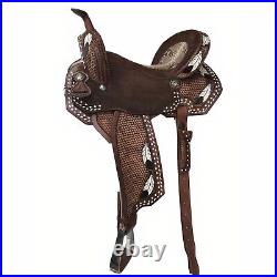 Horse Saddle Barrel Racing Trail Tooled Carved Leather Equestrian Western 12-18