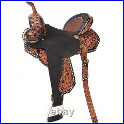Horse Saddle Barrel Racing Trail Tooled Carved Leather Equestrian Western 12-18