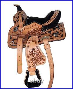 Horse Saddle Barrel Racing Western Equestrian Leather Tooled Carved 12-18 Seat