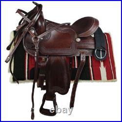 Horse Saddle Barrel Racing Western Equestrian Leather Tooled Carved 12-18 inches