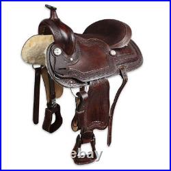 Horse Saddle Barrel Racing Western Equestrian Leather Tooled Carved 12-18 inches