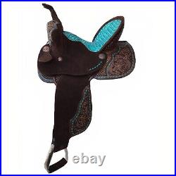 Horse Saddle Barrel Racing Western Trail Tooled Carved Leather Equestrian 12-18