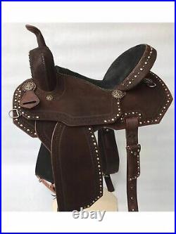 Horse Saddle Leather Barrel Racing Western Trail Equestrian Tooled Carved 12-18