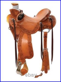 Horse Saddle Leather Western Wade Tree A Fork Work Tooled Carved Ranch Roping