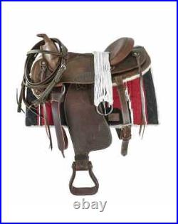 Horse Saddle Western Barrel Racing Leather Equestrian Tooled Carved 12-18 inch