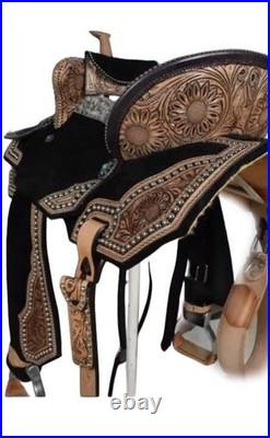 Horse Saddle Western Barrel Racing Leather Wooden Tree Handmade Trail Equestrian