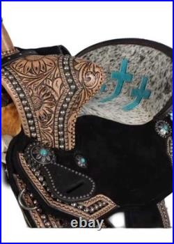 Horse Saddle Western Barrel Racing Leather Wooden Tree Handmade Trail Equestrian